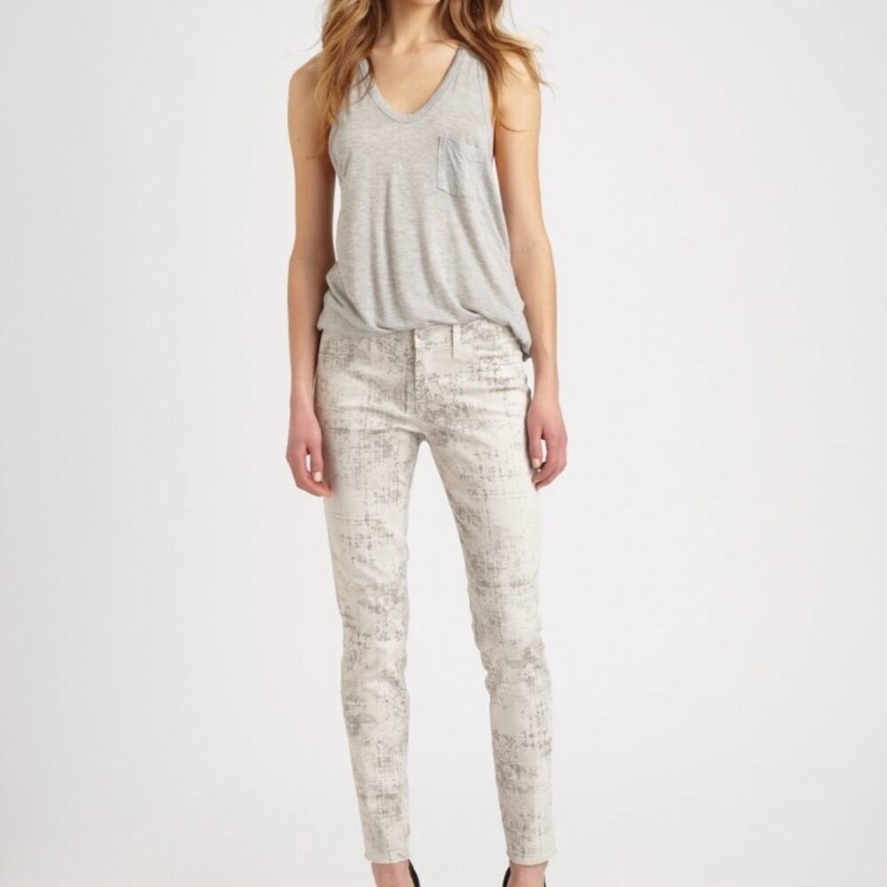 J BRAND Super Skinny Noise Abstract Light Wash Jeans 27 Gray Crop Ankle Denim S